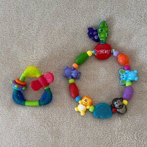 NUBY BABY SPIN N' TEETHE and SAFARI FRIENDS LOOP Teethers for Ages 3+ Months